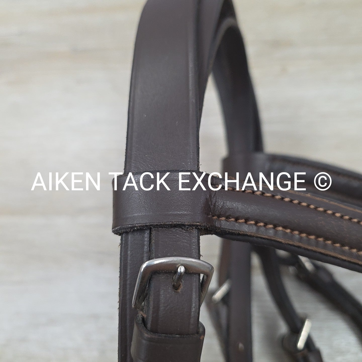 Plain Raised Weymouth Double Bridle with Curb Rein, Brown, Size Full