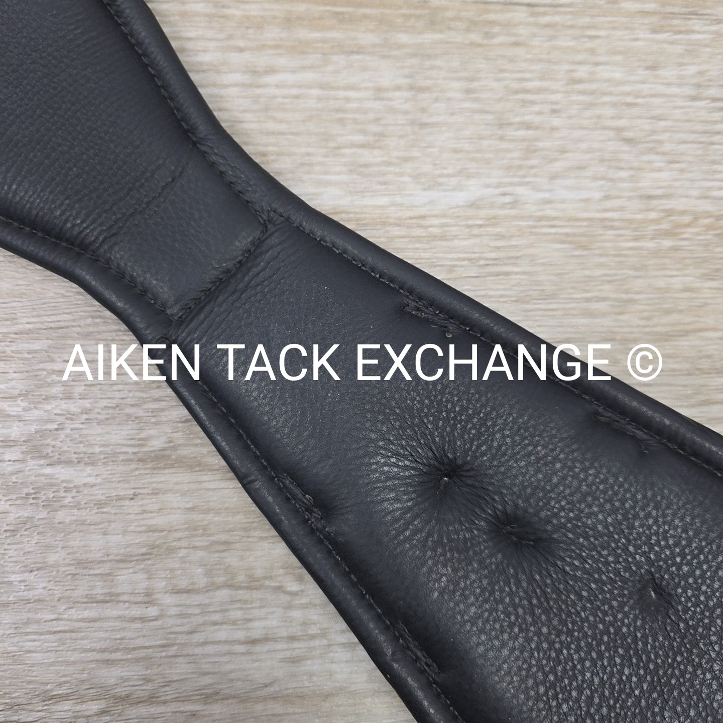 Padded Leather Contour Dressage Girth with Double End Elastic, Black, 20"