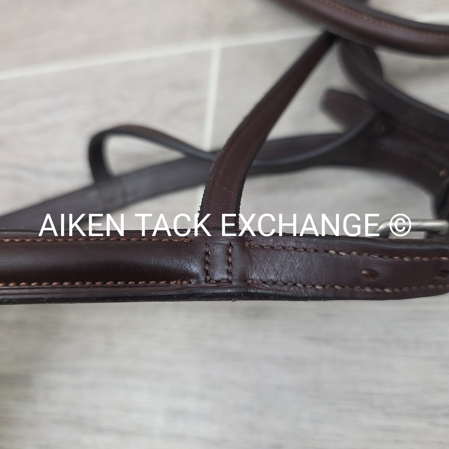 Plain Raised Noseband with Matching Browband, Brown, Size Full