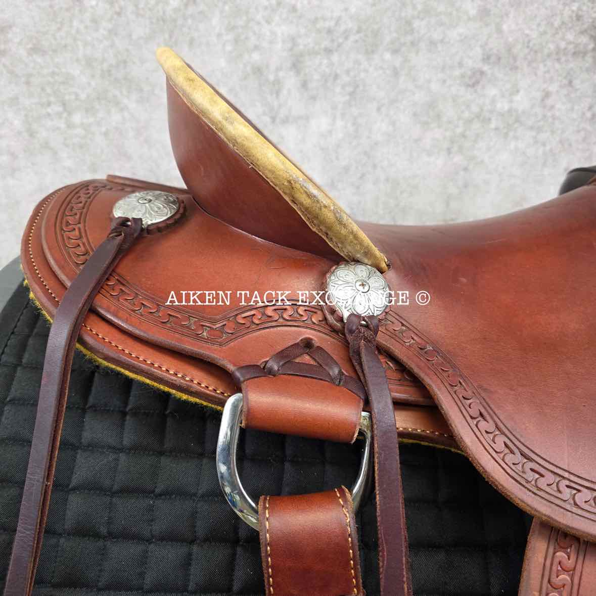 RW Bowman Mike Branch Natural Ride Western Saddle, 16" Seat, Wide Tree - Full QH Bars