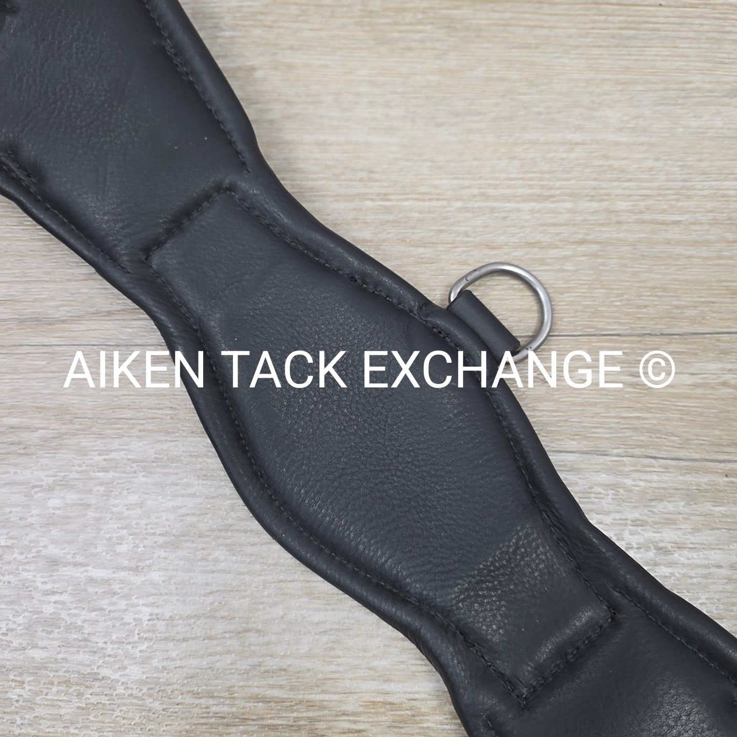 Padded Leather Contour Dressage Girth with Double End Elastic, Black, 18"