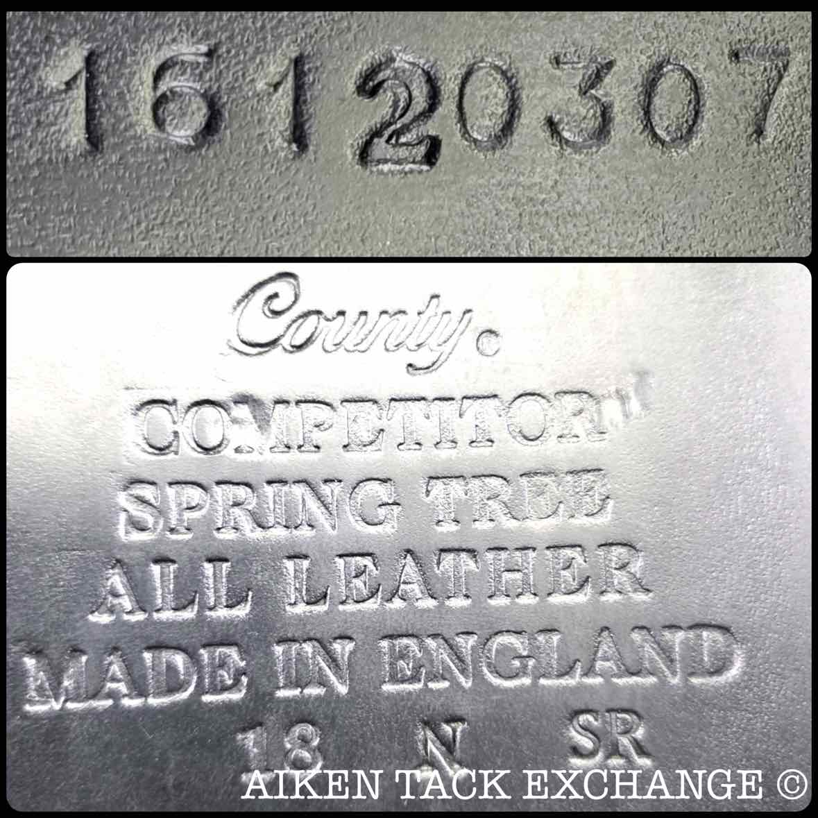 2016 County Competitor Dressage Saddle, 18" Seat, Narrow Tree, Wool Flocked Skid Row Panels