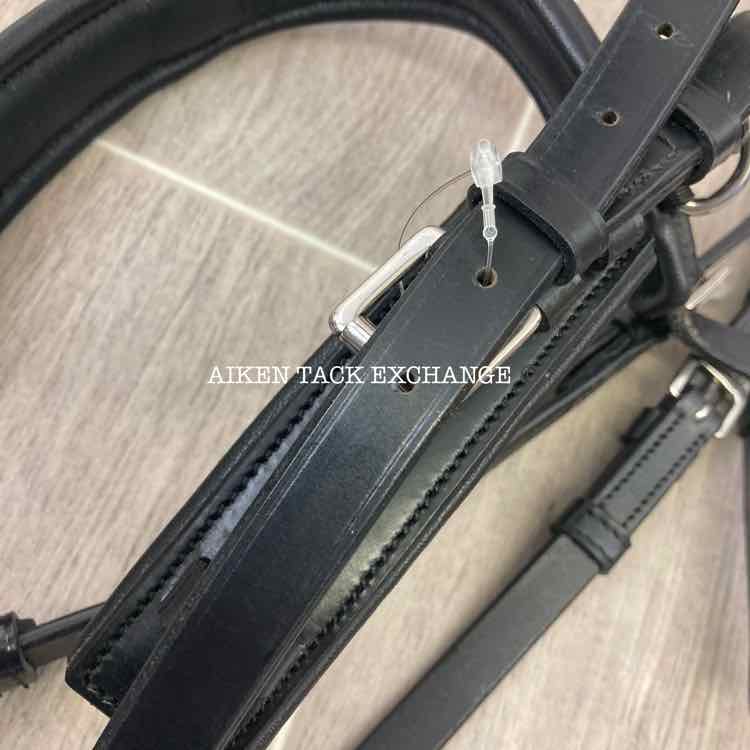 KL Select Red Barn Arena Ergonomic Bridle with Flash Crank Noseband, Black, Size Full, Comes with Matching Reins, Brand New