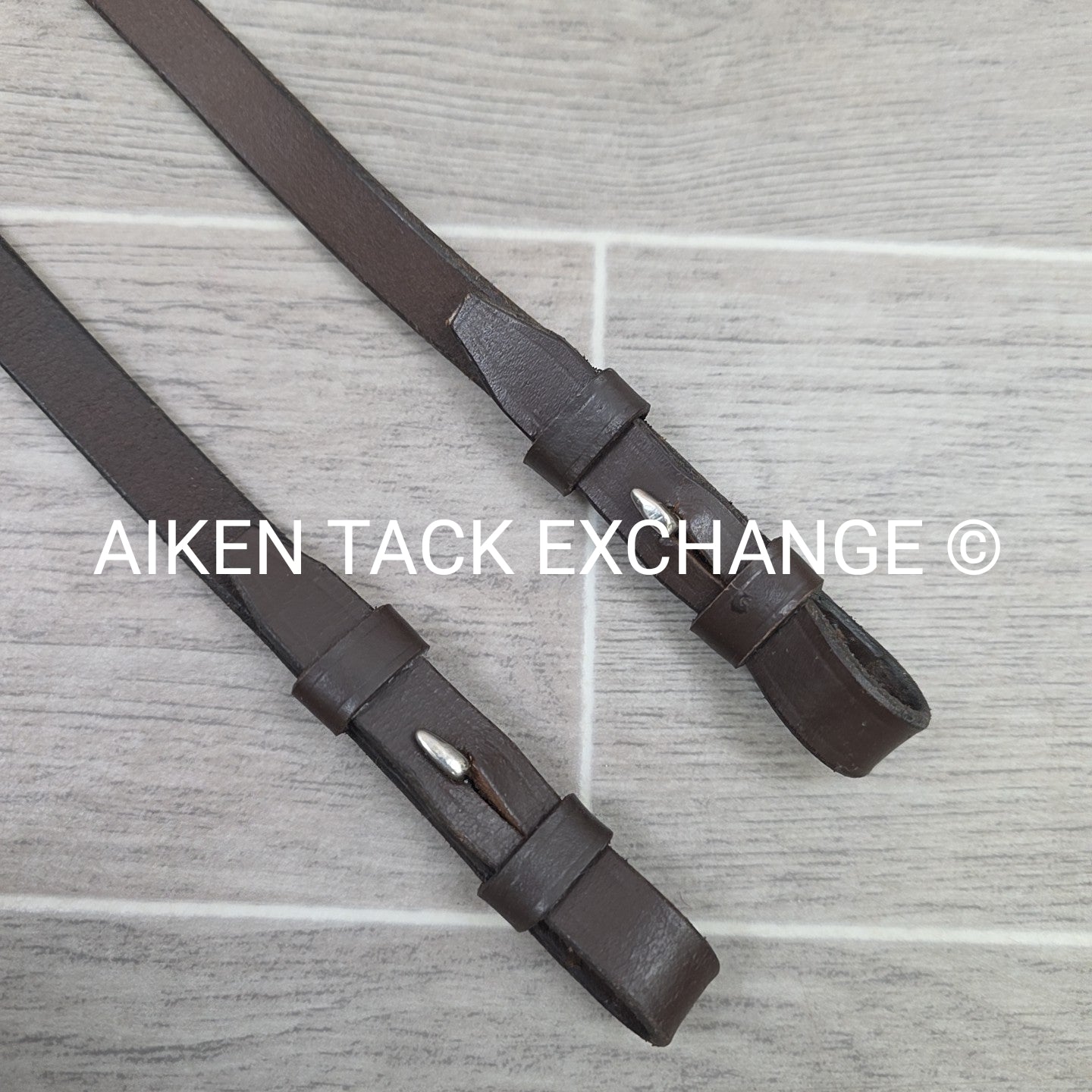Plain Flat Leather Reins, Brown, 55"