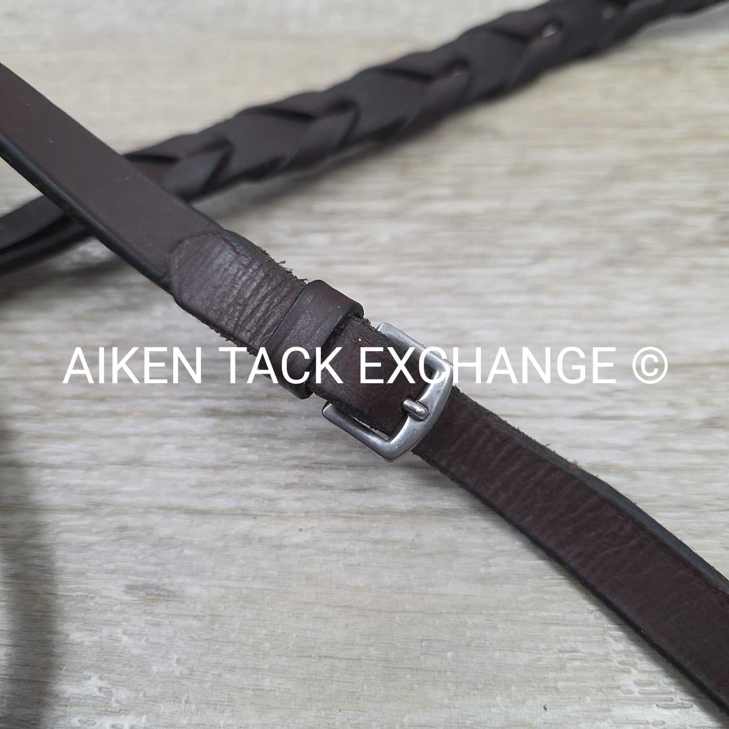 Plain Square Raised Bridle with Matching Laced Reins, Brown, Size Full