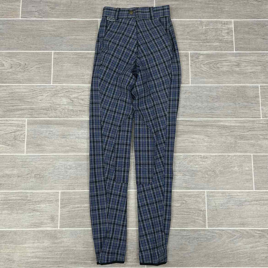 Eqituff Women's Knee Patch Breeches, Blue Plaid, Size 22 L, Brand New
