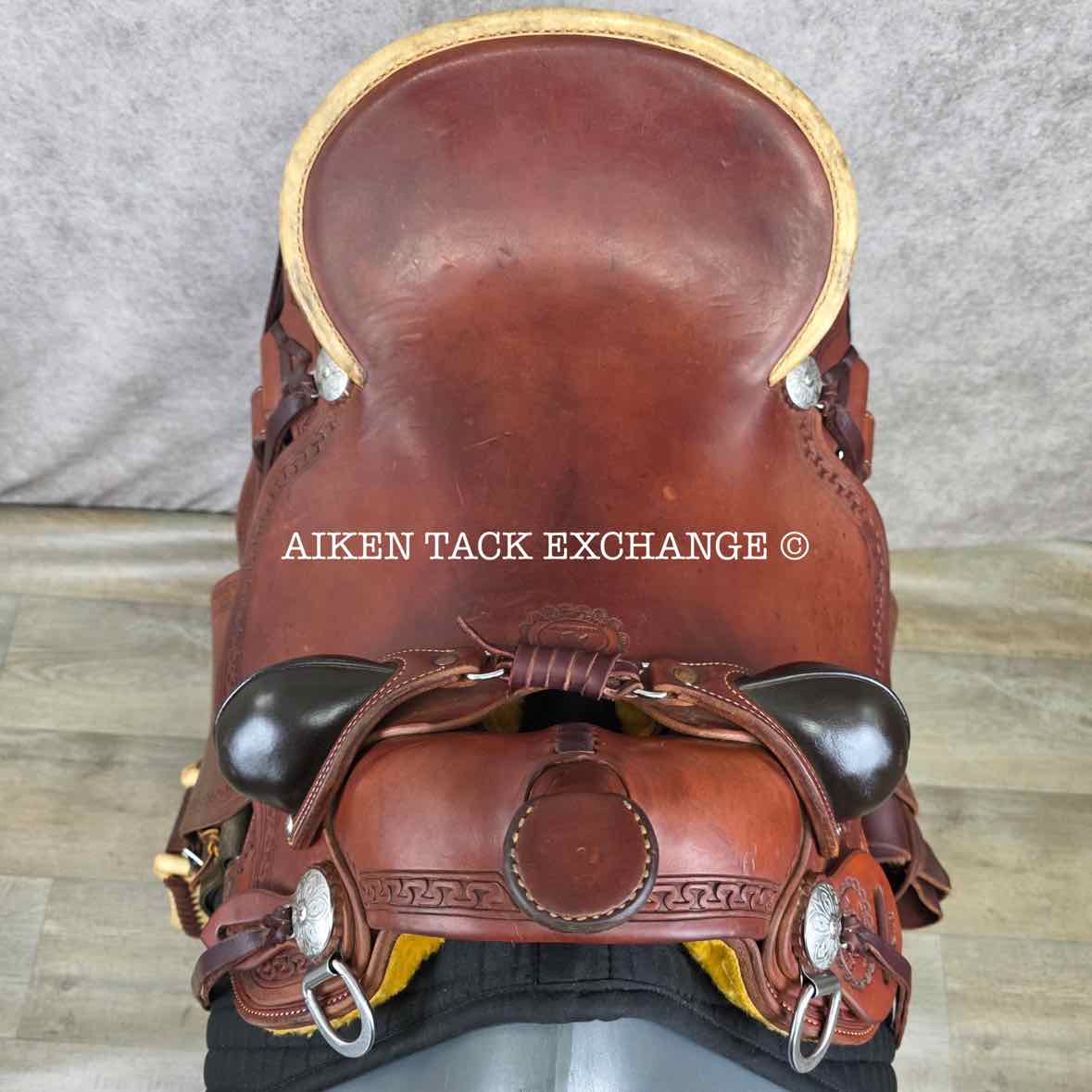 RW Bowman Mike Branch Natural Ride Western Saddle, 16" Seat, Wide Tree - Full QH Bars