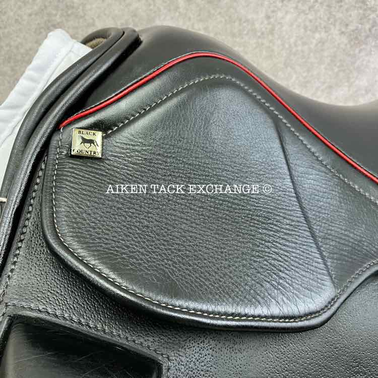 **SOLD** 2017 Black Country Dante Dressage Saddle, 17.5" Seat, Short Flap, Medium Wide Tree, Wool Flocked Serge Panels