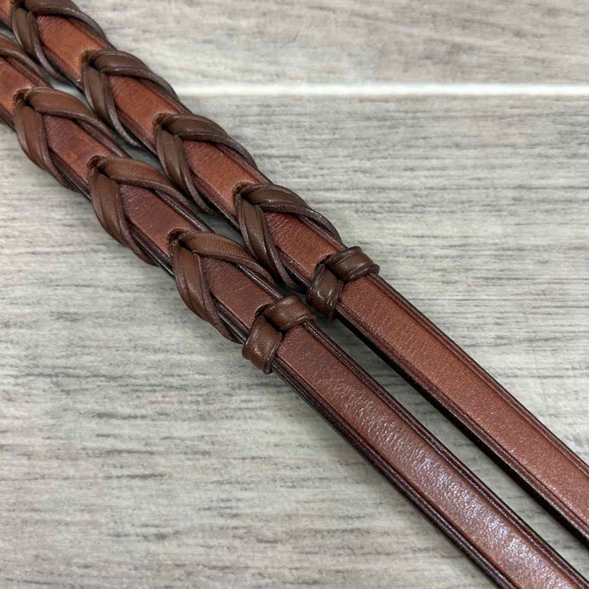 Harmohn Kraft Flat Laced Reins, Brown, 1/2" x 50", Brand New