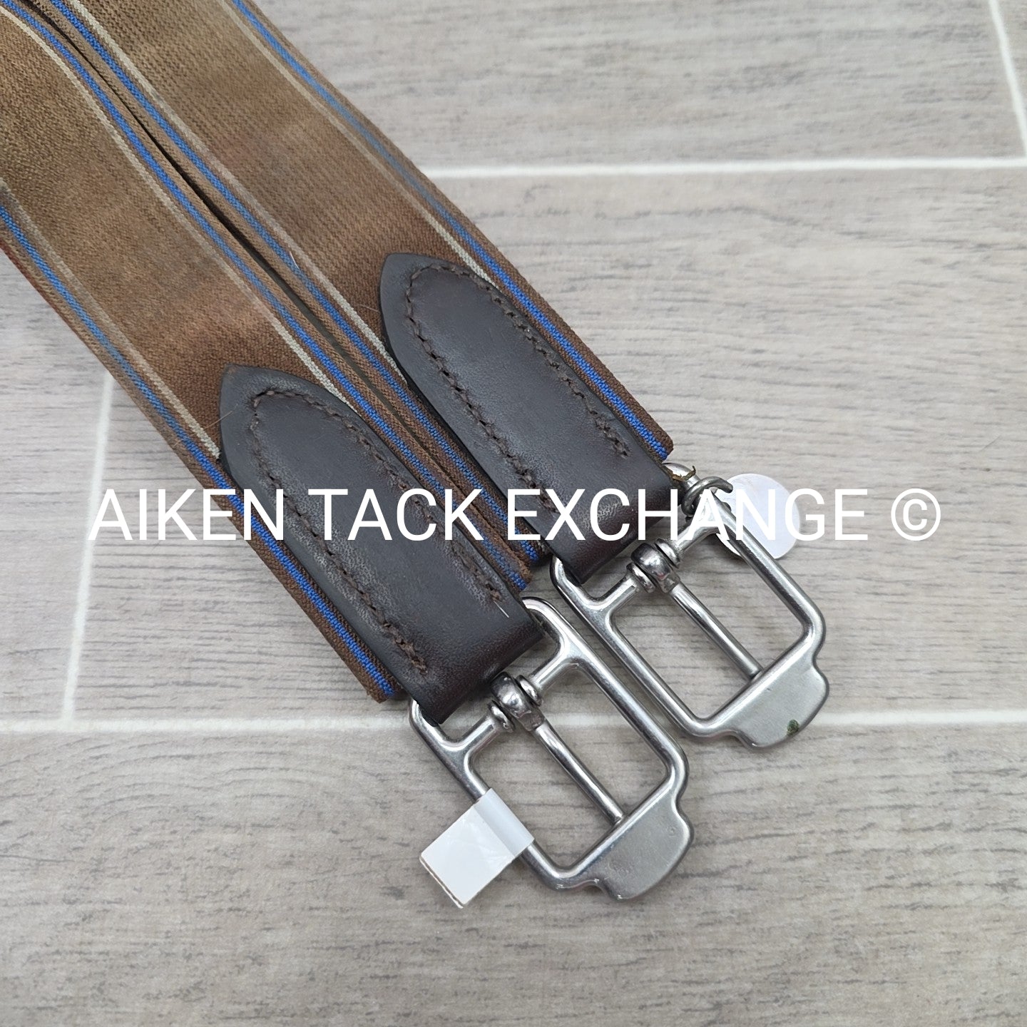 Stubben Leather Girth with Double End Elastic, Brown, 54"