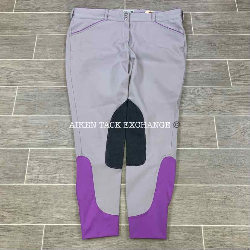 Dover Saddlery Wellesley Knee Patch Breeches Fog/Amethyst, 34