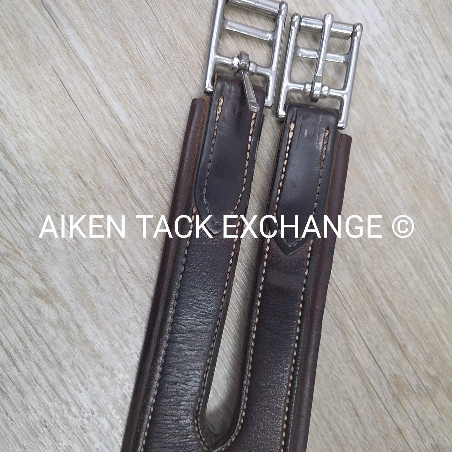 SmartPak Fancy Stitch Girth with Elastic on One Side, Brown, 48"