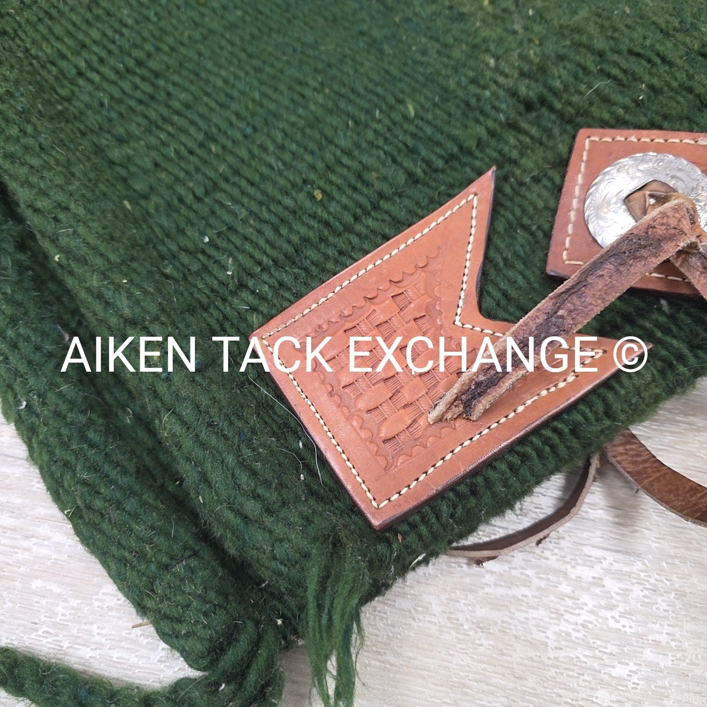 Western Saddle Pad with Tooled Leather Trim