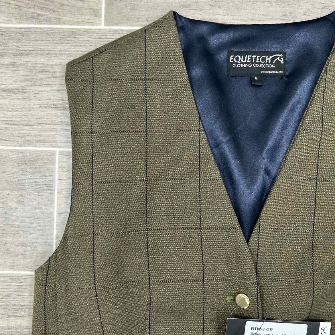Equetech Bellingham Tweed Waistcoat Vest, Size 8