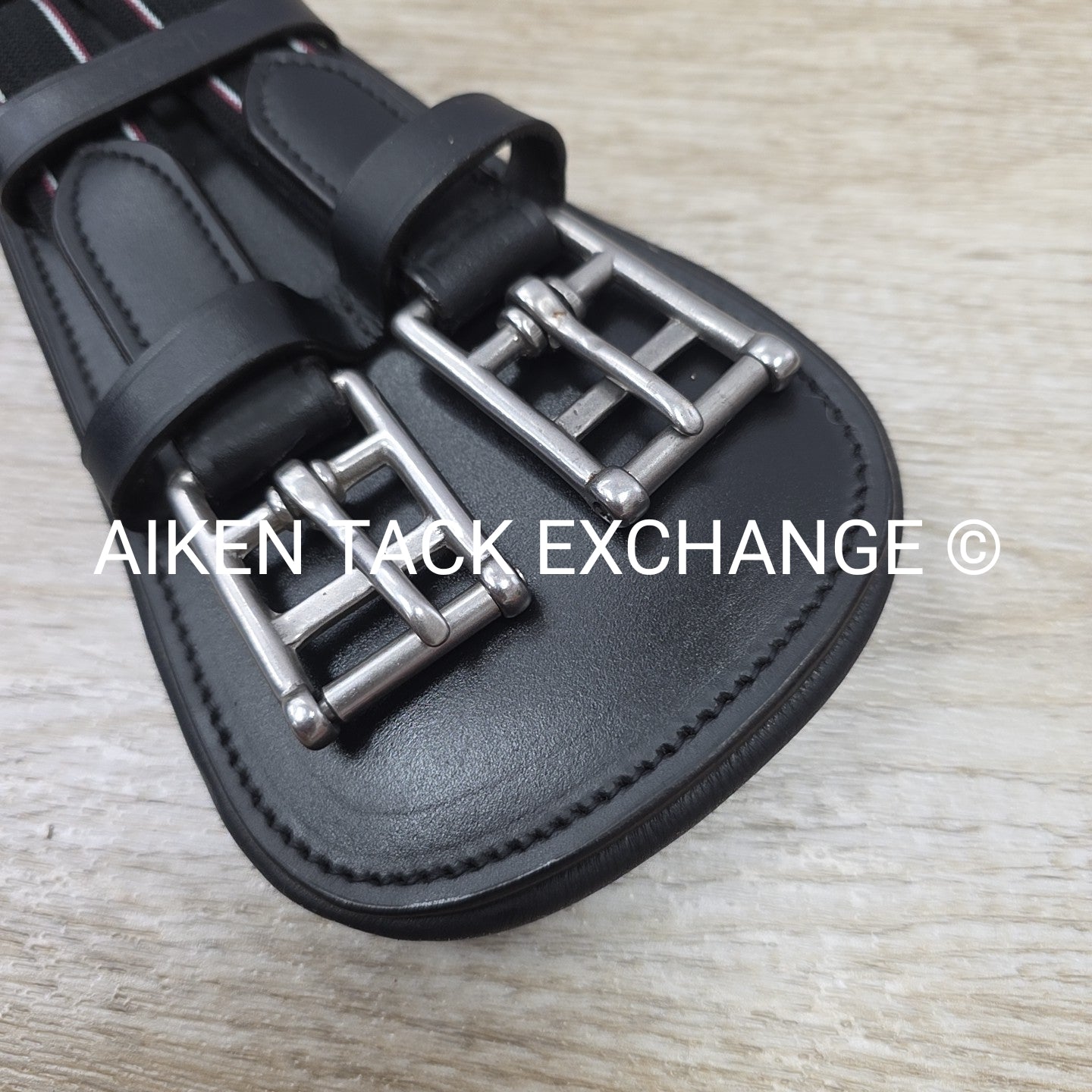 Padded Leather Contour Dressage Girth with Double End Elastic, Black, 20"