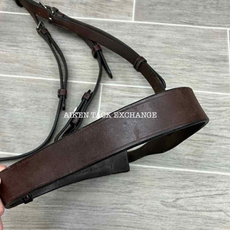 KL Select Foxwell Flat Hunt Bridle with Matching Laced Reins, Brown, Size Full