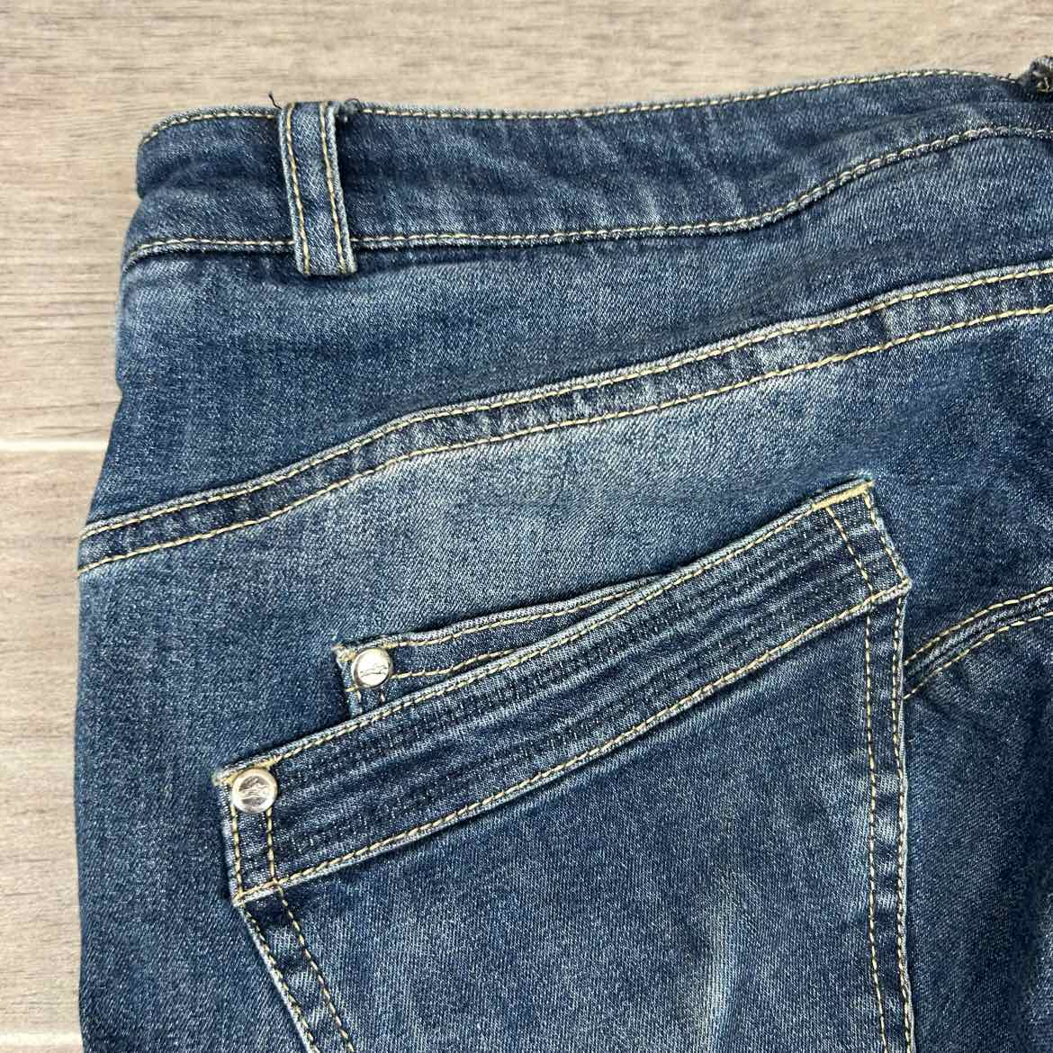 Schockemohle Lyra Silicone Grip Knee Patch Denim Breeches, Size 28 R