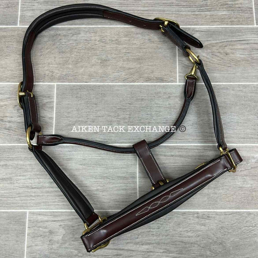 KL Select Red Barn Rachel Padded Leather Halter, Brown/Brass, Size Cob