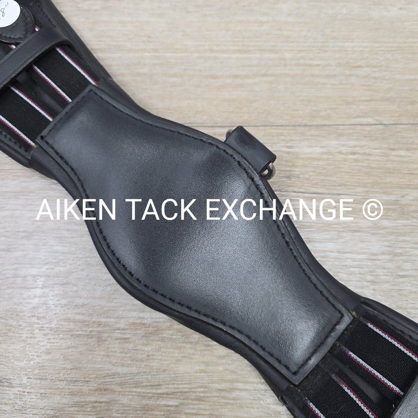 Padded Leather Contour Dressage Girth with Double End Elastic, Black, 18"