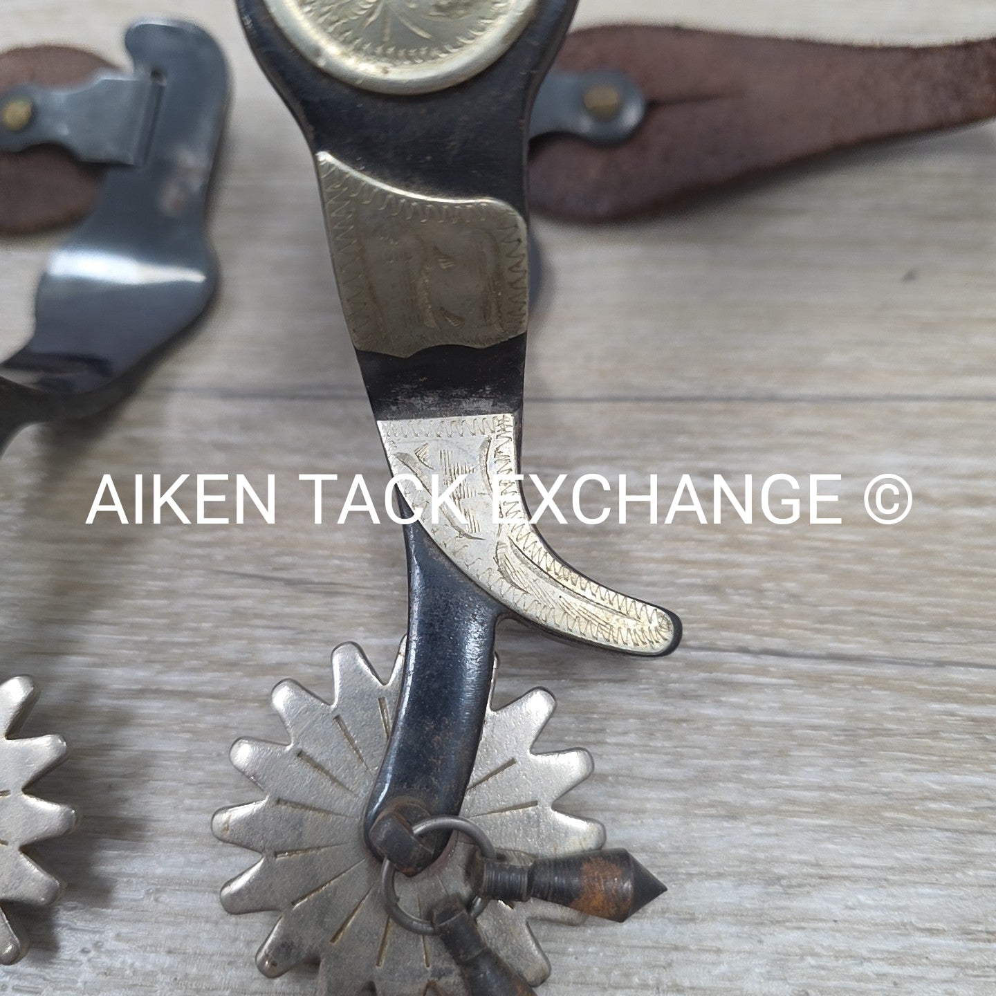Kelly Silver Star Western Spurs with Rowels & Leather Spur Straps