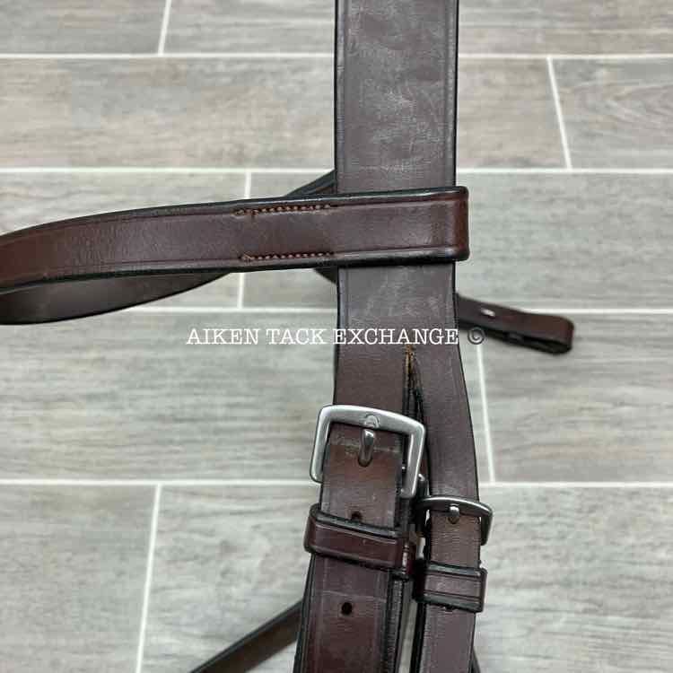KL Select Foxwell Flat Hunt Bridle with Matching Laced Reins, Brown, Size Full