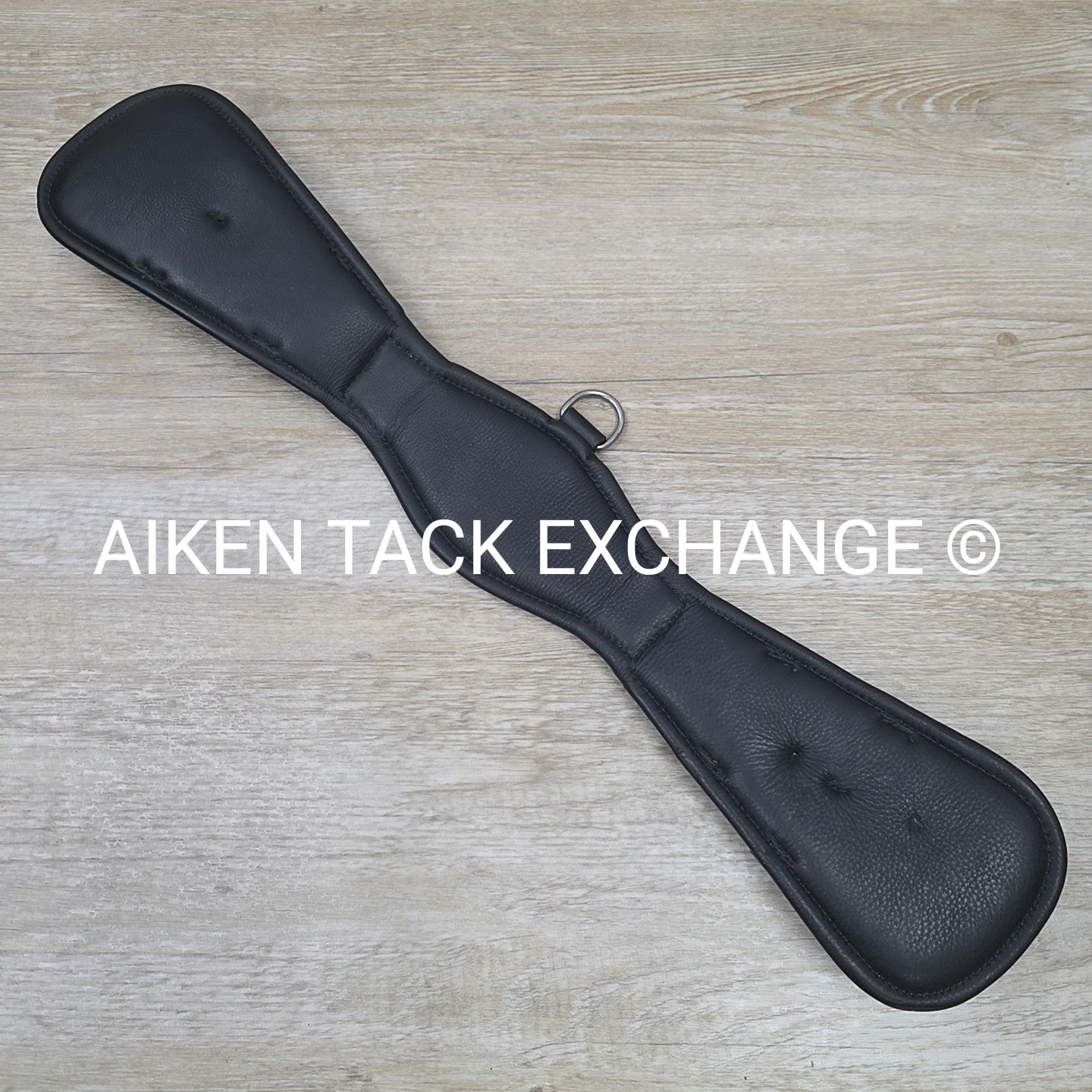 Padded Leather Contour Dressage Girth with Double End Elastic, Black, 20"