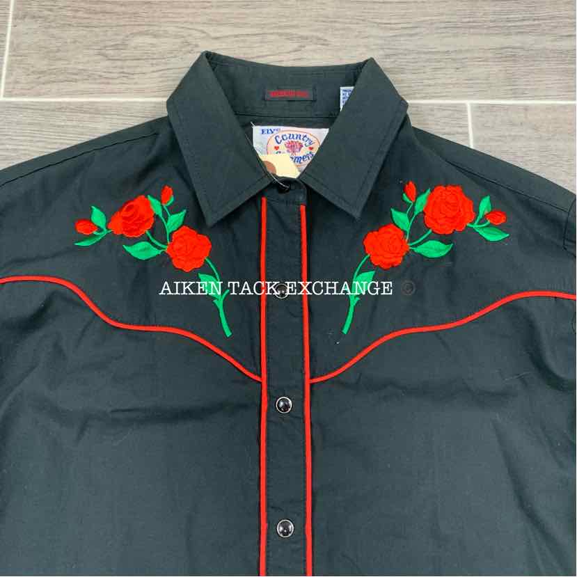 Ely Cattleman Country Charmers American Rose Button Up Shirt, Women's Medium
