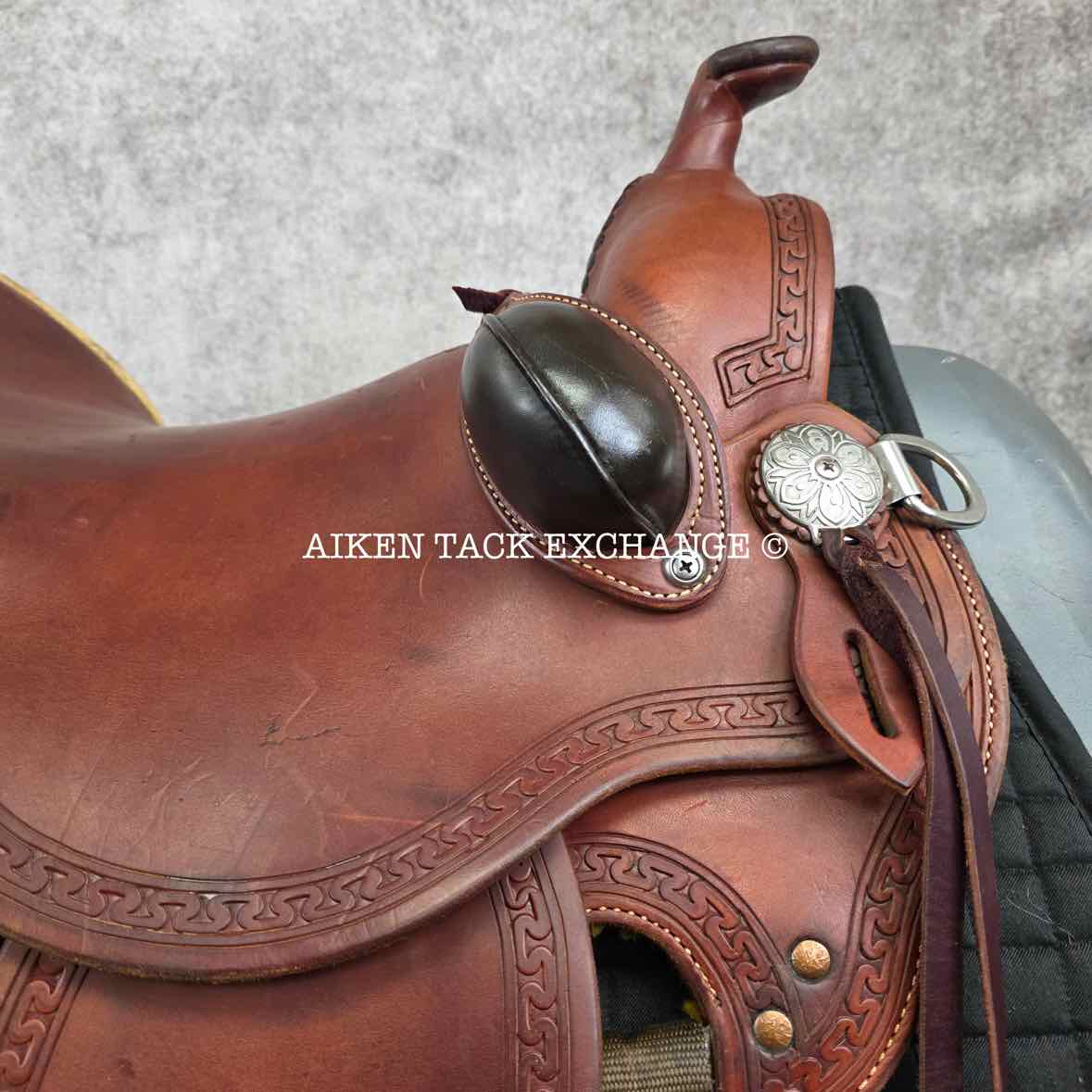 RW Bowman Mike Branch Natural Ride Western Saddle, 16" Seat, Wide Tree - Full QH Bars
