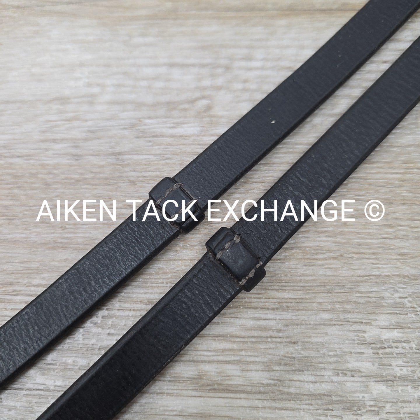Leather Reins with Hand Grips, Black, 58"
