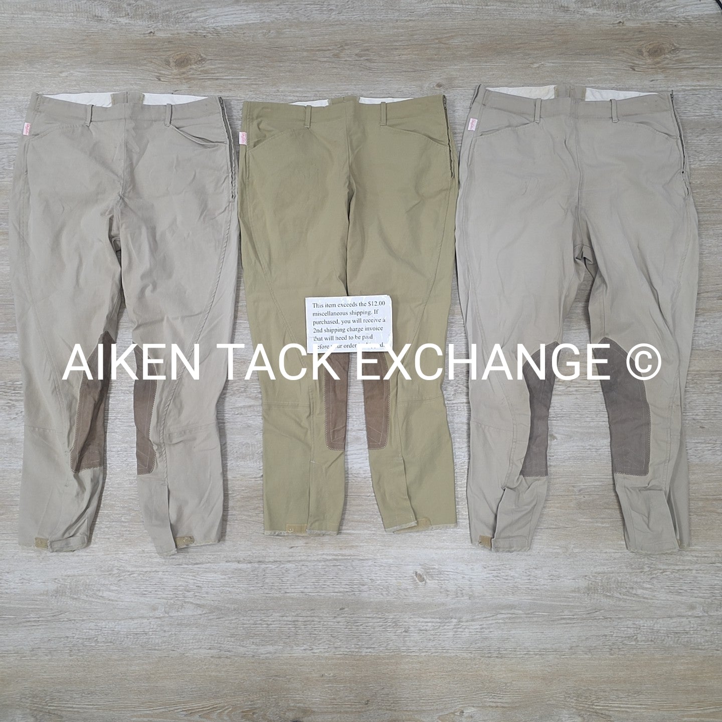 BARGAIN BUNDLE: Tailored Sportsman "TS" Knee Patch Breeches, Size 34, 3 Pair
