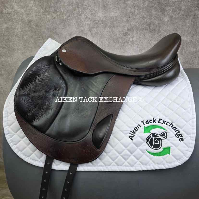 **SOLD** 2015 Custom Saddlery Monte Carlo Monoflap Jump Saddle, 18" Seat, Adjustable Tree, Wool Flocked Panels