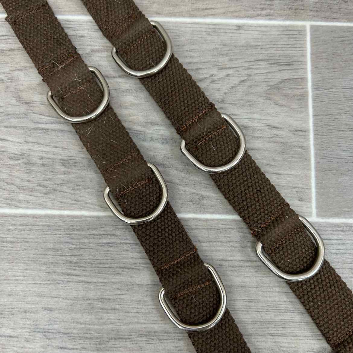 Cotton Web Side Reins with Rubber Donut, Brown, Size Pony, Brand New