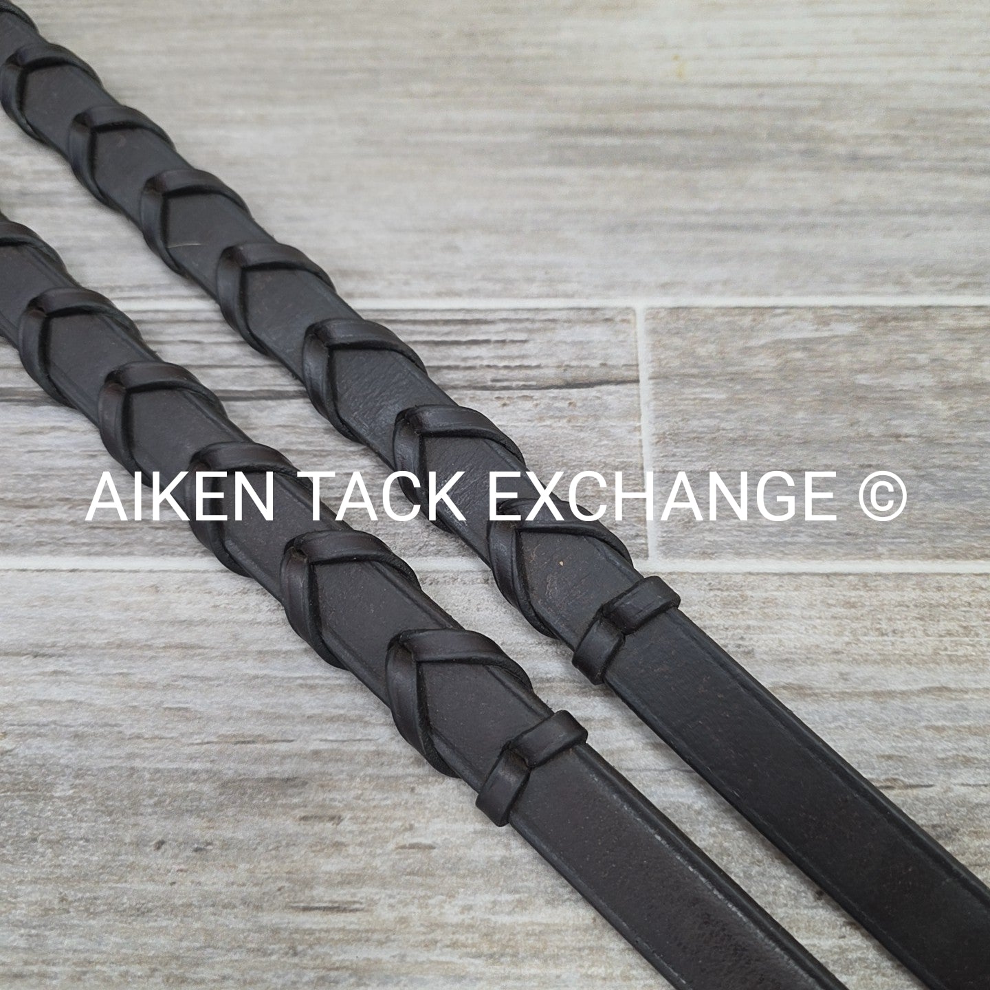 Bobby's English Tack Flat Laced Reins, Brown, 62"