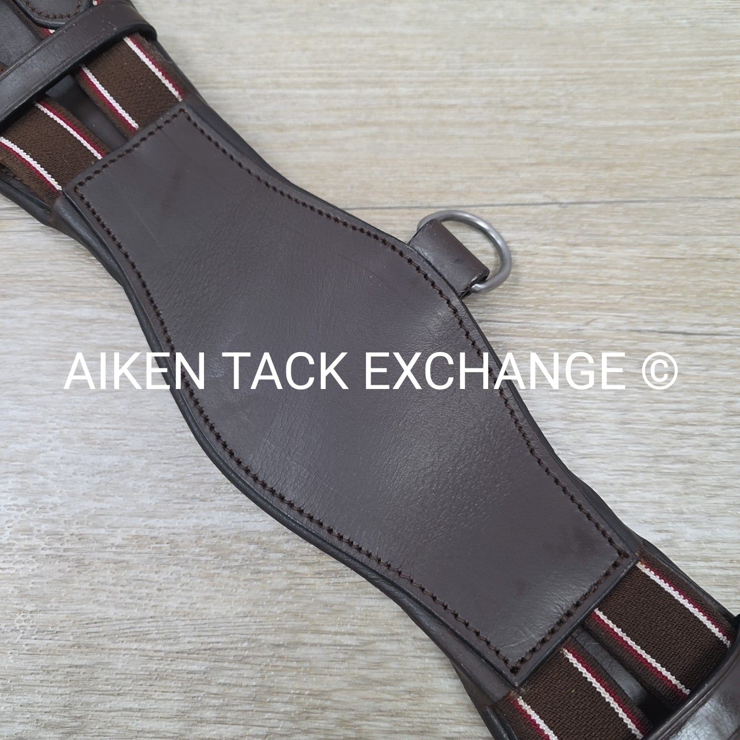 Padded Leather Contour Dressage Girth with Double End Elastic, Brown, 20"