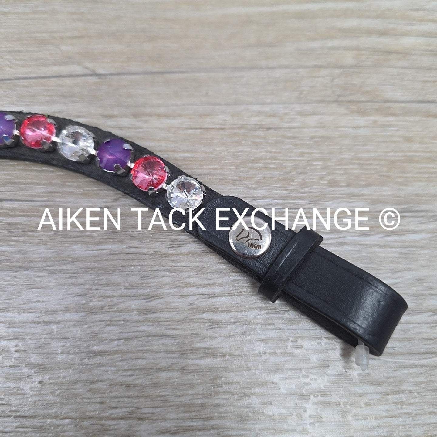 HKM Cherry Browband, Black with Pink, Purple, & Clear, Size Full