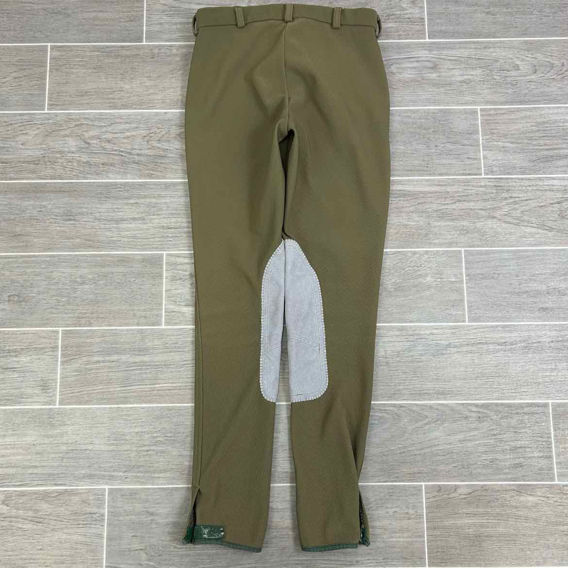 TuffRider Low-Rise Ribbed Knee Patch Breeches, Sage, Women's 26 L