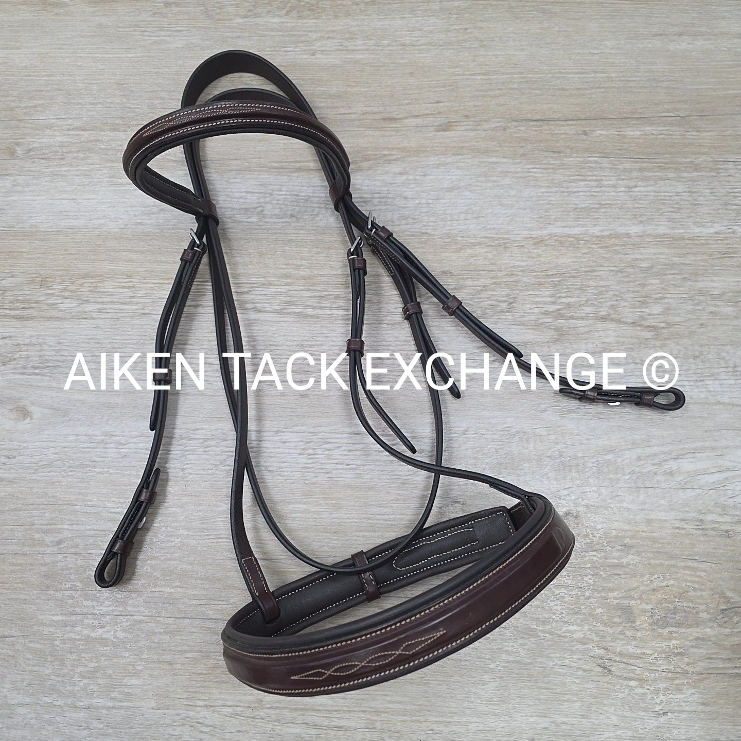 KL Select Red Barn Tryon Hunter Bridle, No Reins, Brown, Oversize
