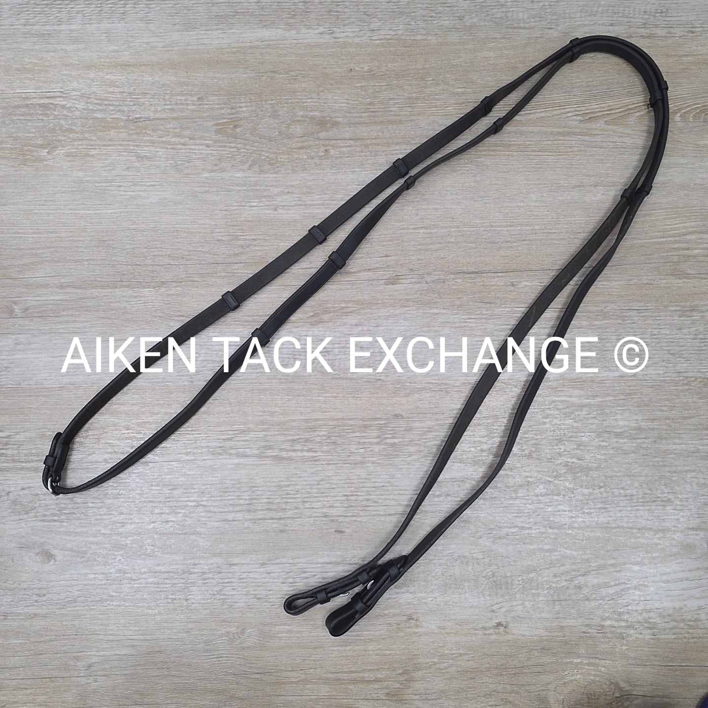 Leather Reins with Hand Stops, Black, 60"