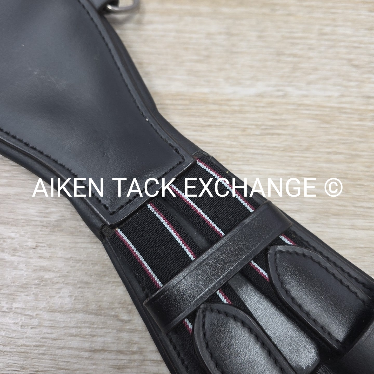 Padded Leather Contour Dressage Girth with Double End Elastic, Black, 20"