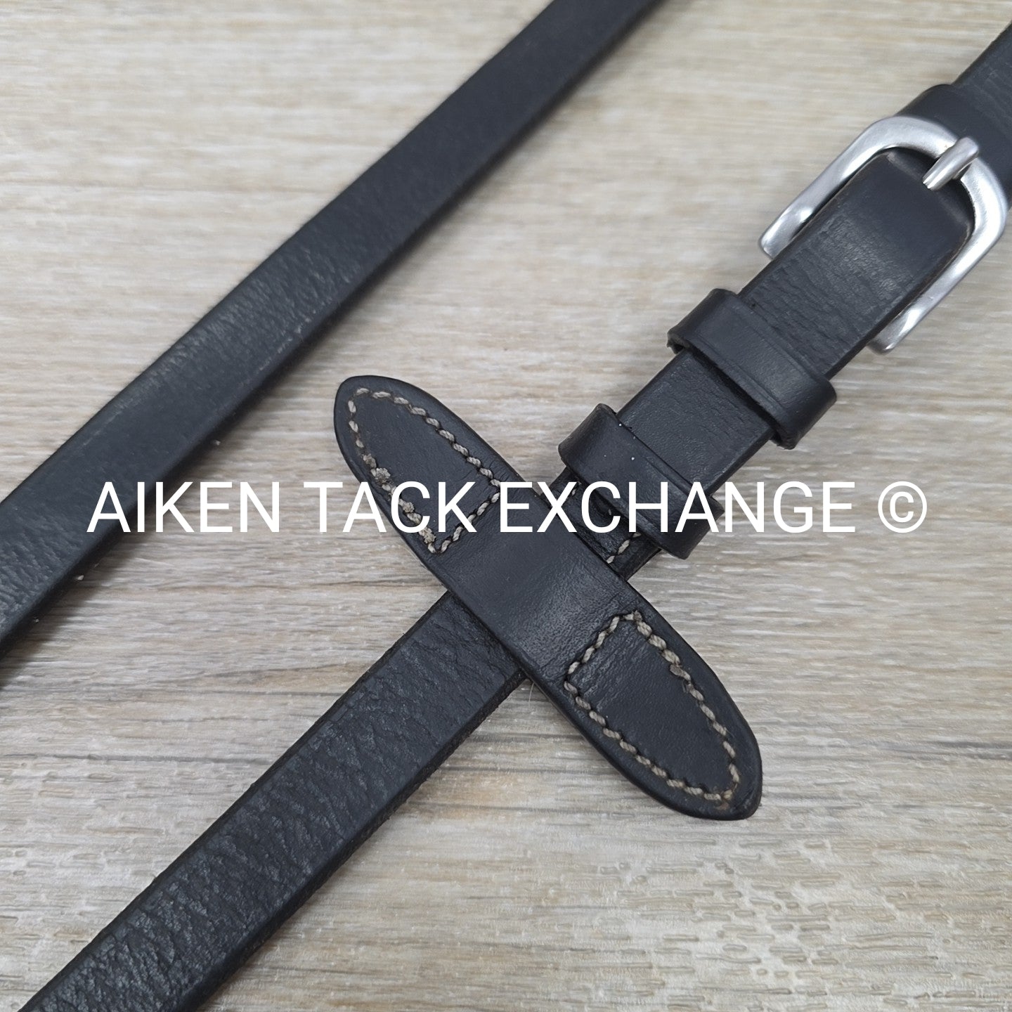 Leather Reins with Hand Grips, Black, 58"