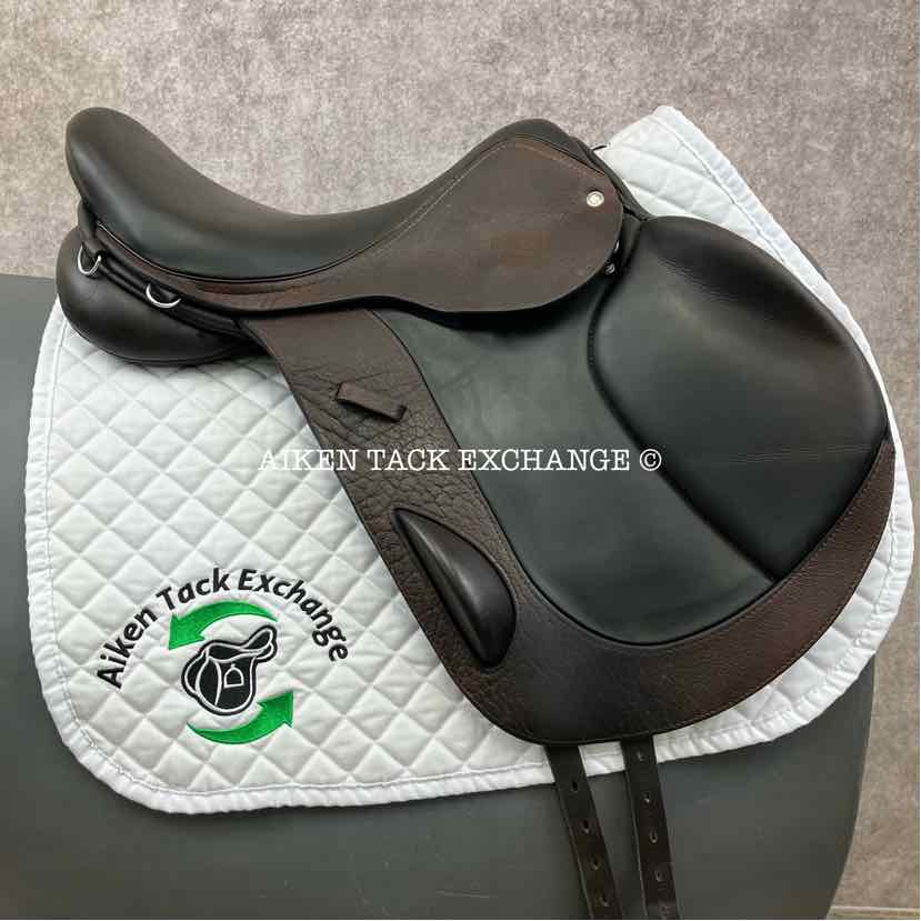 2014 Custom Saddlery Monte Carlo Monoflap Jump Saddle, 17" Seat, Forward Flap, Adjustable Tree, Wool Flocked Panels