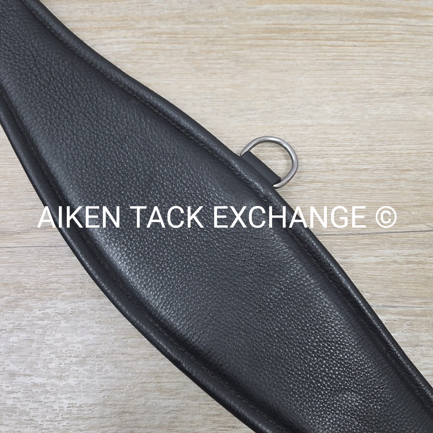 Padded Leather Contour Dressage Girth with Double End Elastic, Black, 30"