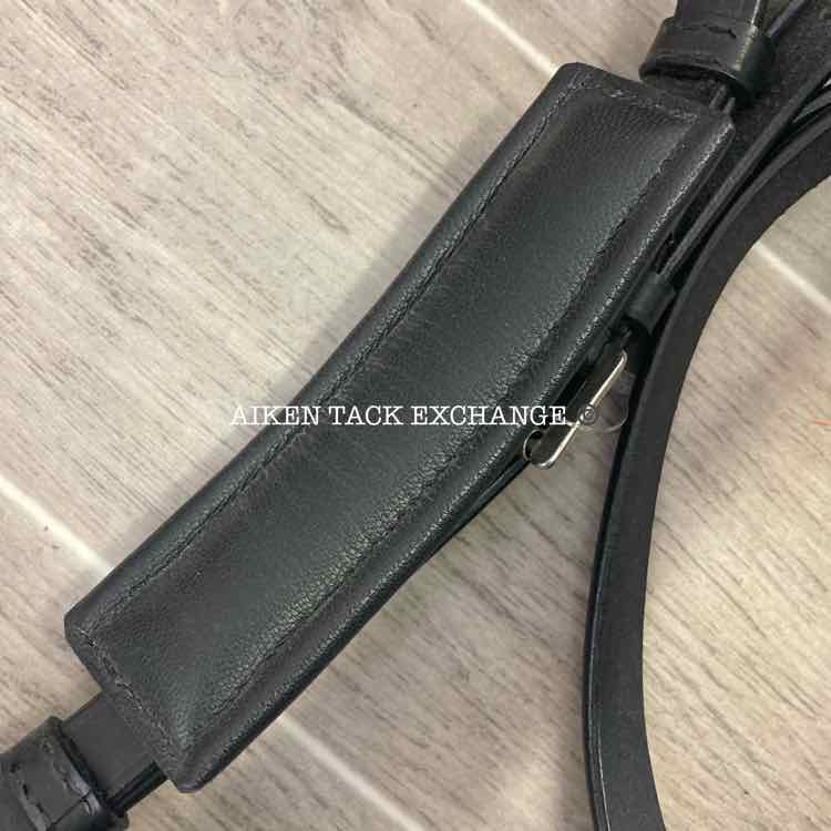 KL Select Red Barn Arena Ergonomic Bridle with Flash Crank Noseband, Black, Size Full, Comes with Matching Reins, Brand New