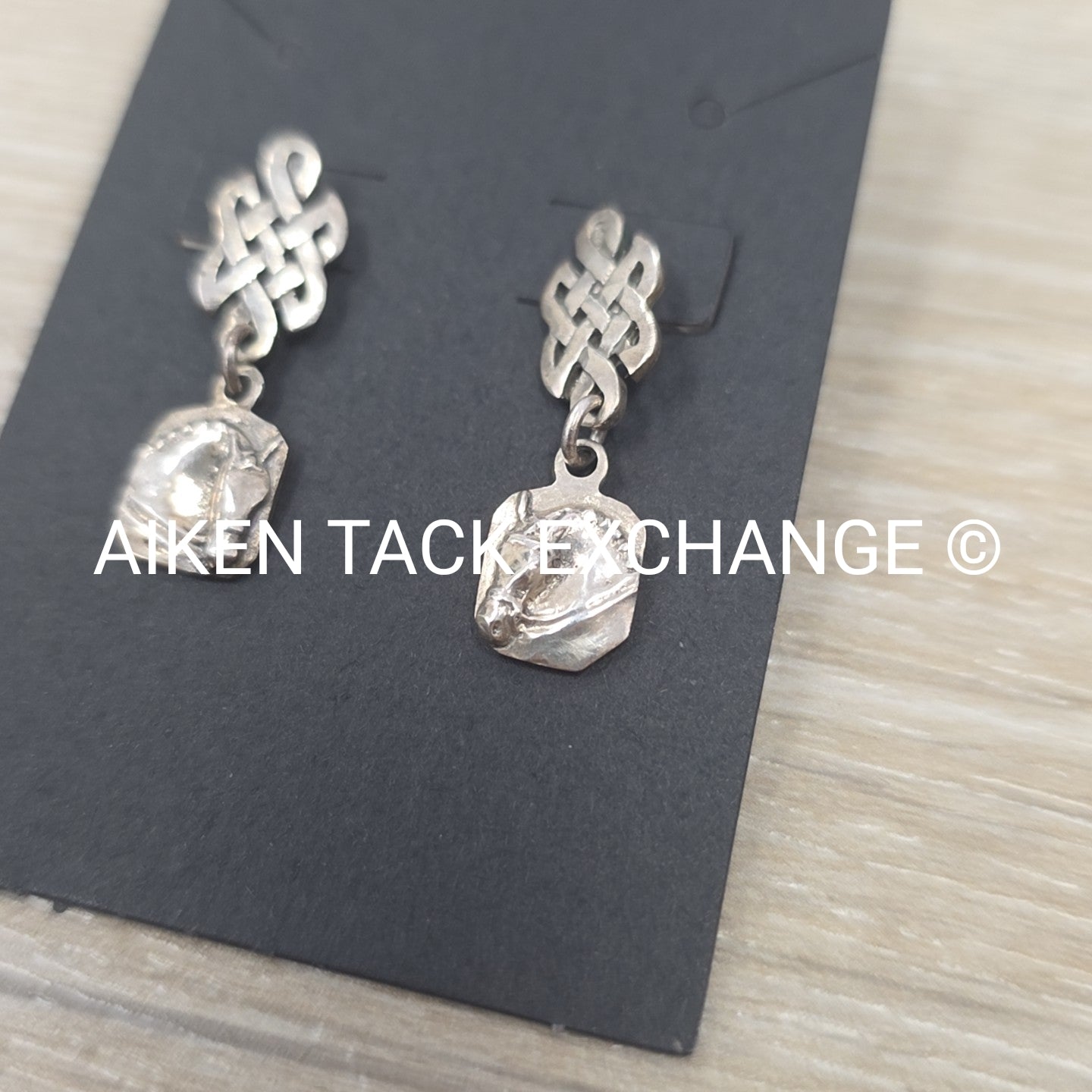 Sterling Silver Celtic Knot Horse Head Earrings