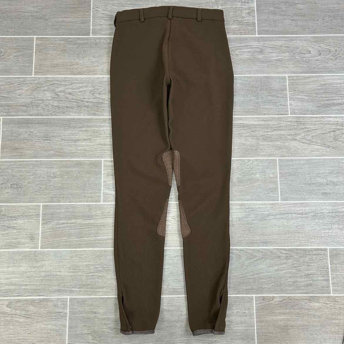 TuffRider Ribbed Knee Patch Breeches, Chocolate, Women's 26 L