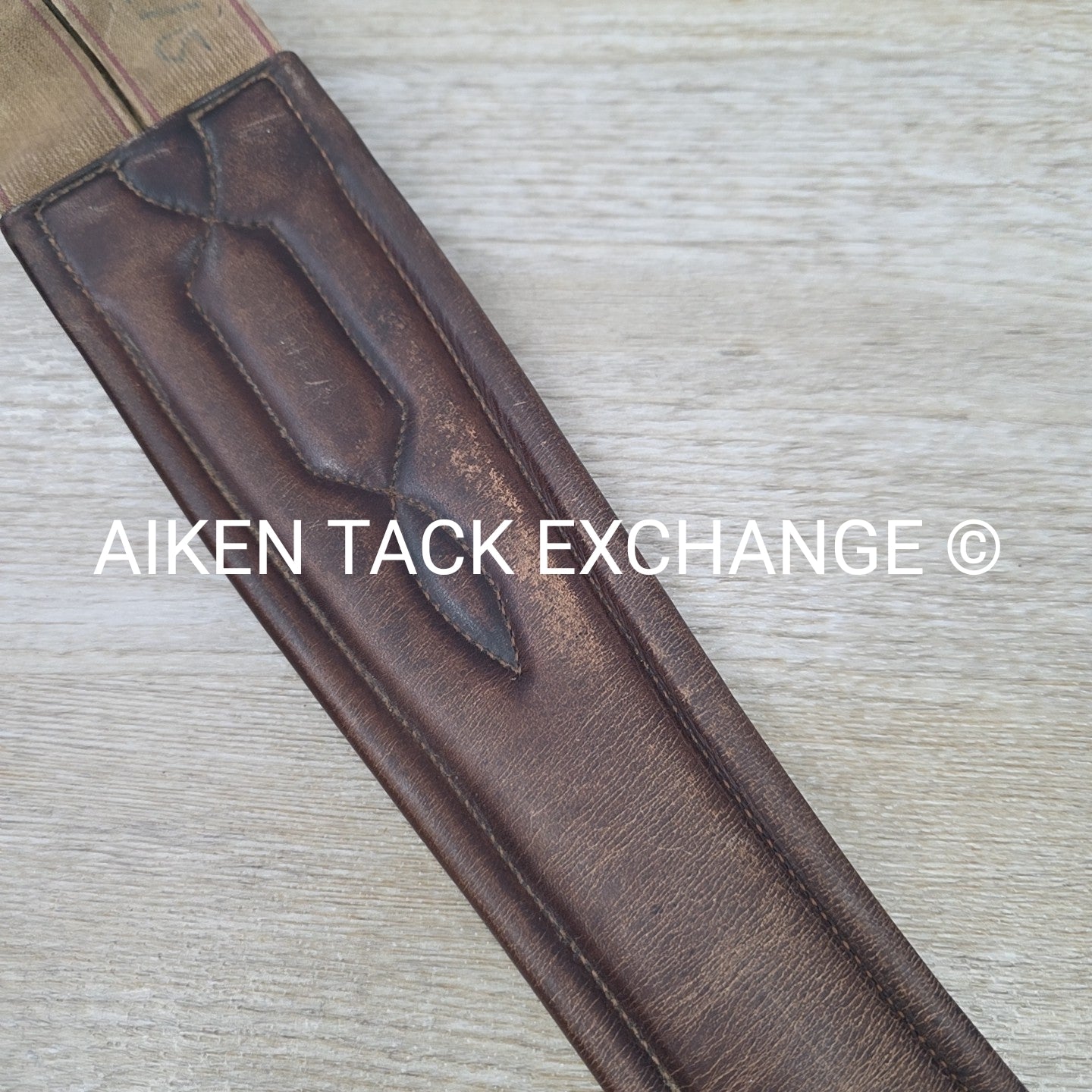 Mortack Leather Girth with Single End Elastic, Brown, 48"