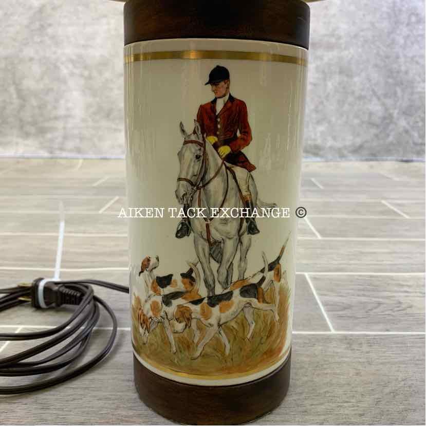 Lamp with Foxhunting Scene, 21"