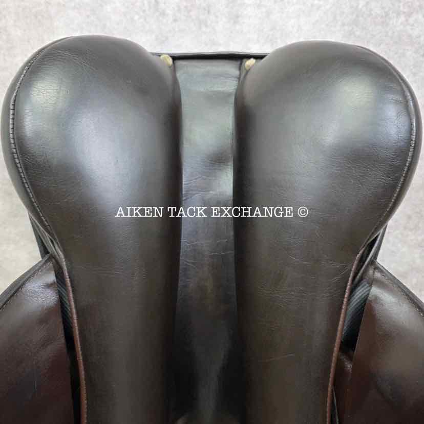 **SOLD** 2015 Custom Saddlery Monte Carlo Monoflap Jump Saddle, 18" Seat, Adjustable Tree, Wool Flocked Panels