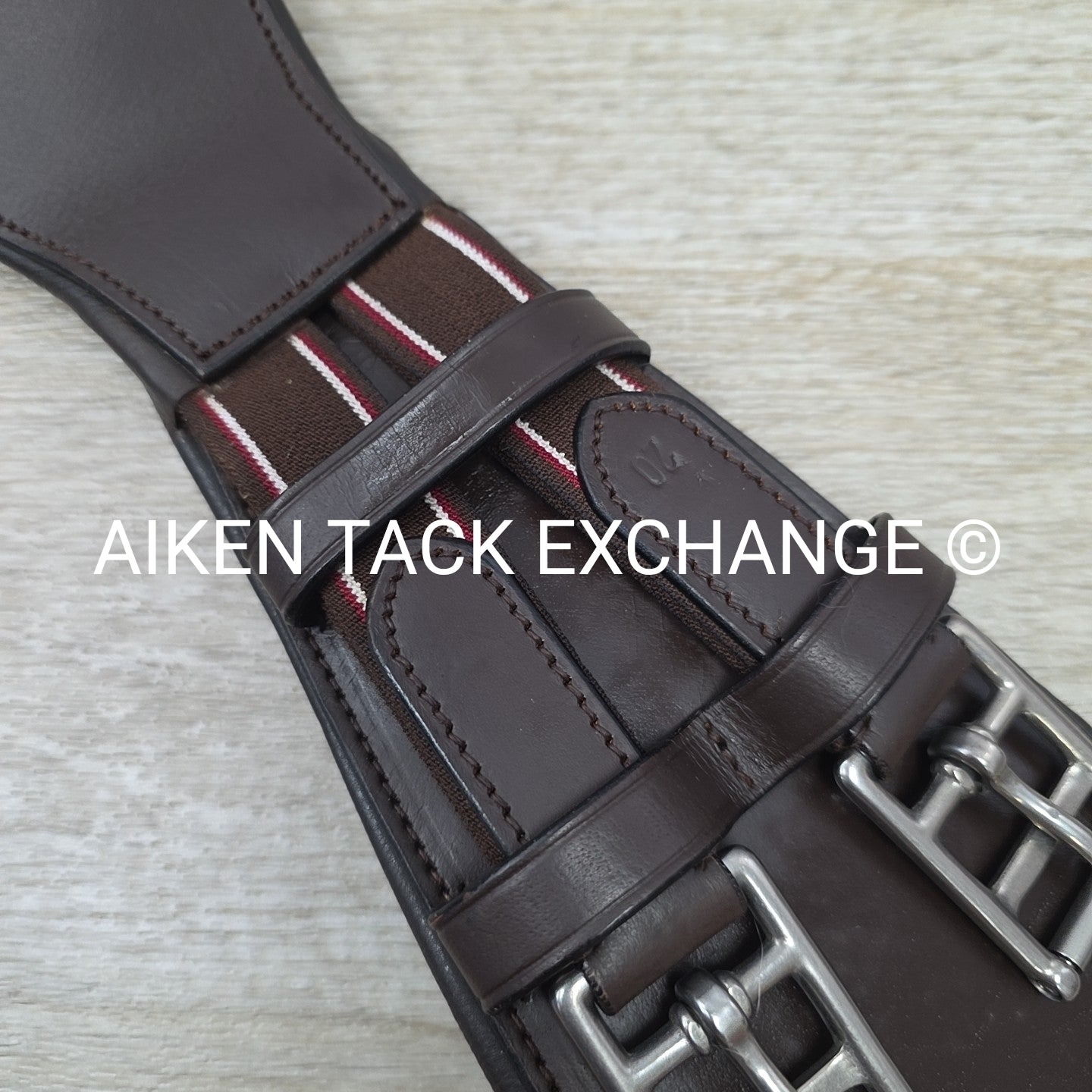 Padded Leather Contour Dressage Girth with Double End Elastic, Brown, 20"