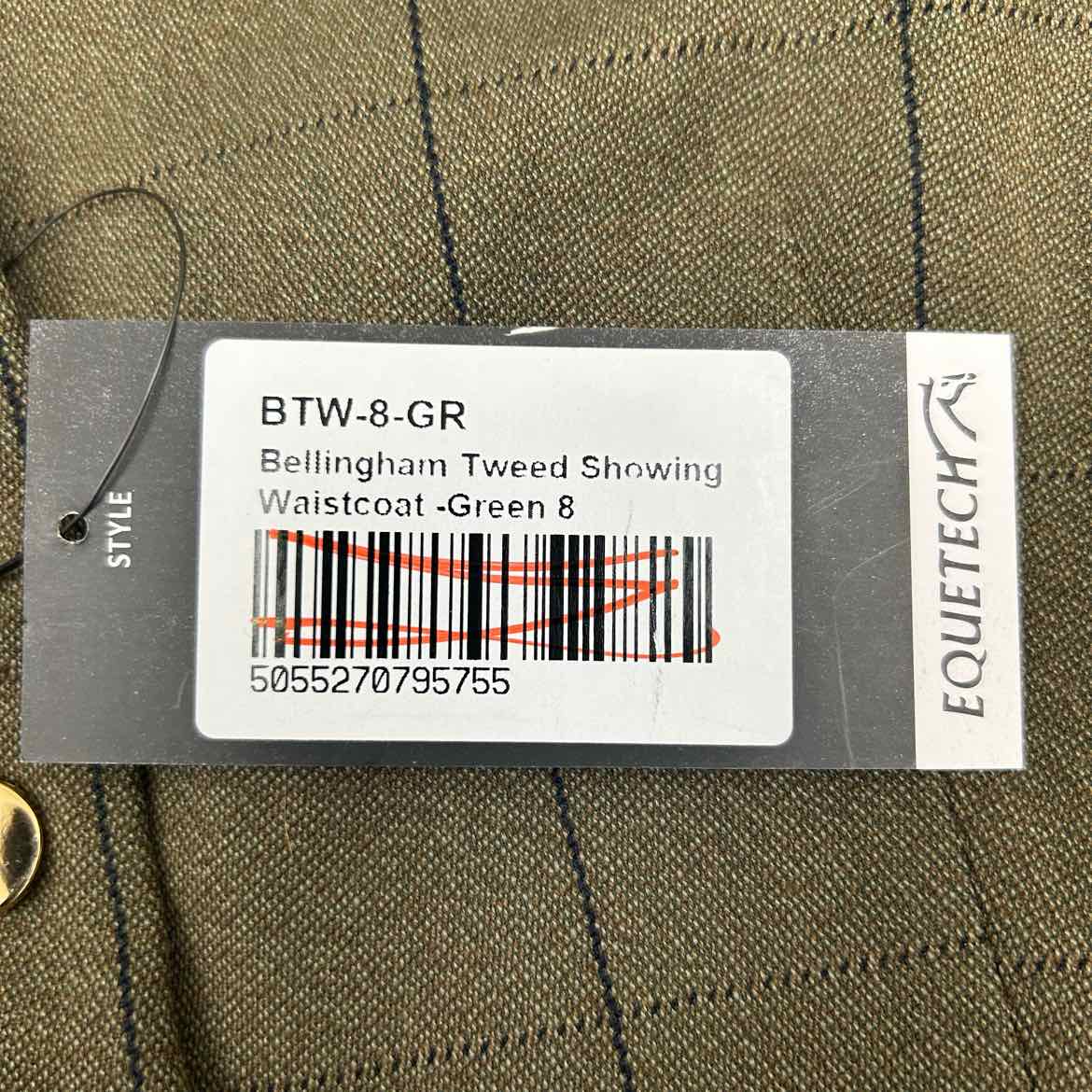 Equetech Bellingham Tweed Waistcoat Vest, Size 8